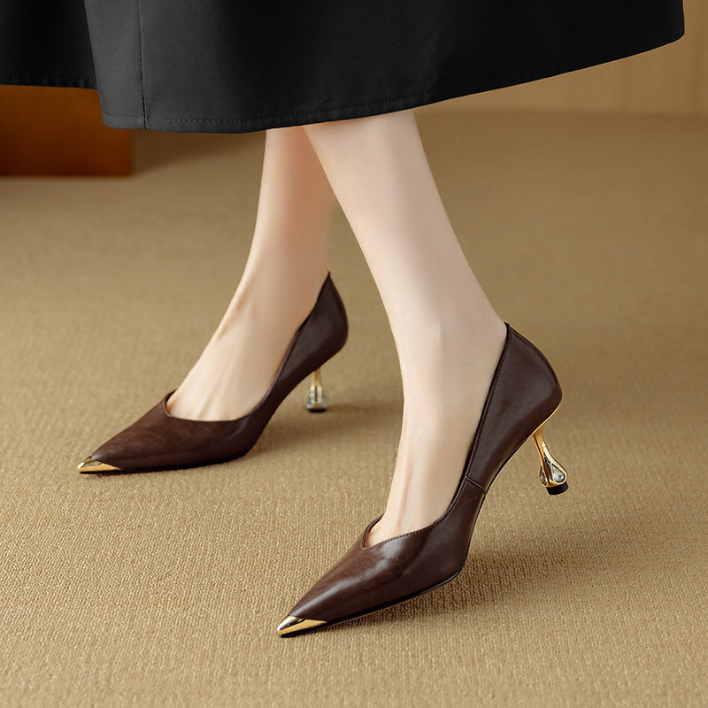 LuxLeather Chic Pointed Toe Pumps