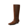 LeatherLux Chic Round Toe Winter Boots