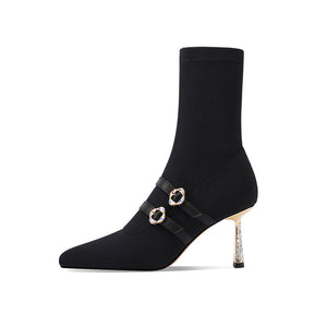 Chic Suede Pointed Toe Zip High Heel Boots