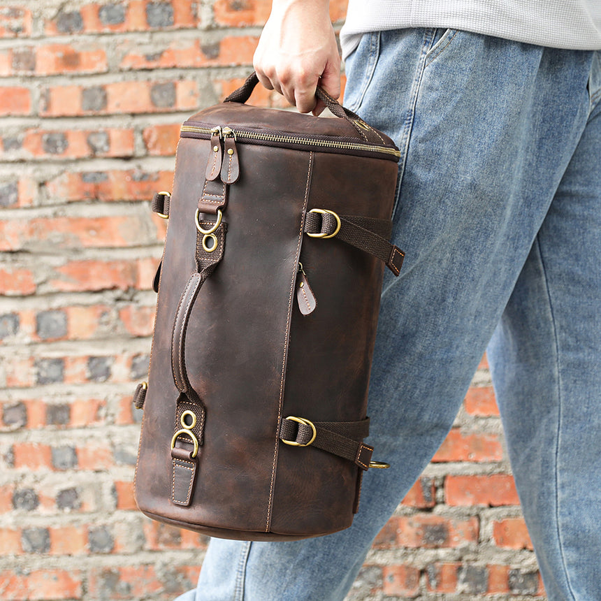 Deluxe Retro Leather Zipper Travel Messenger Bag