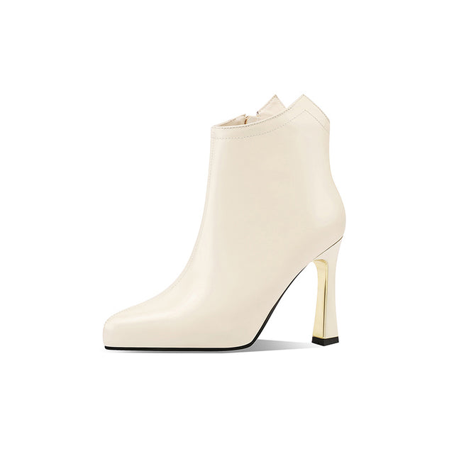 AlliChic Pointed Toe Platform Heel Ankle Boots