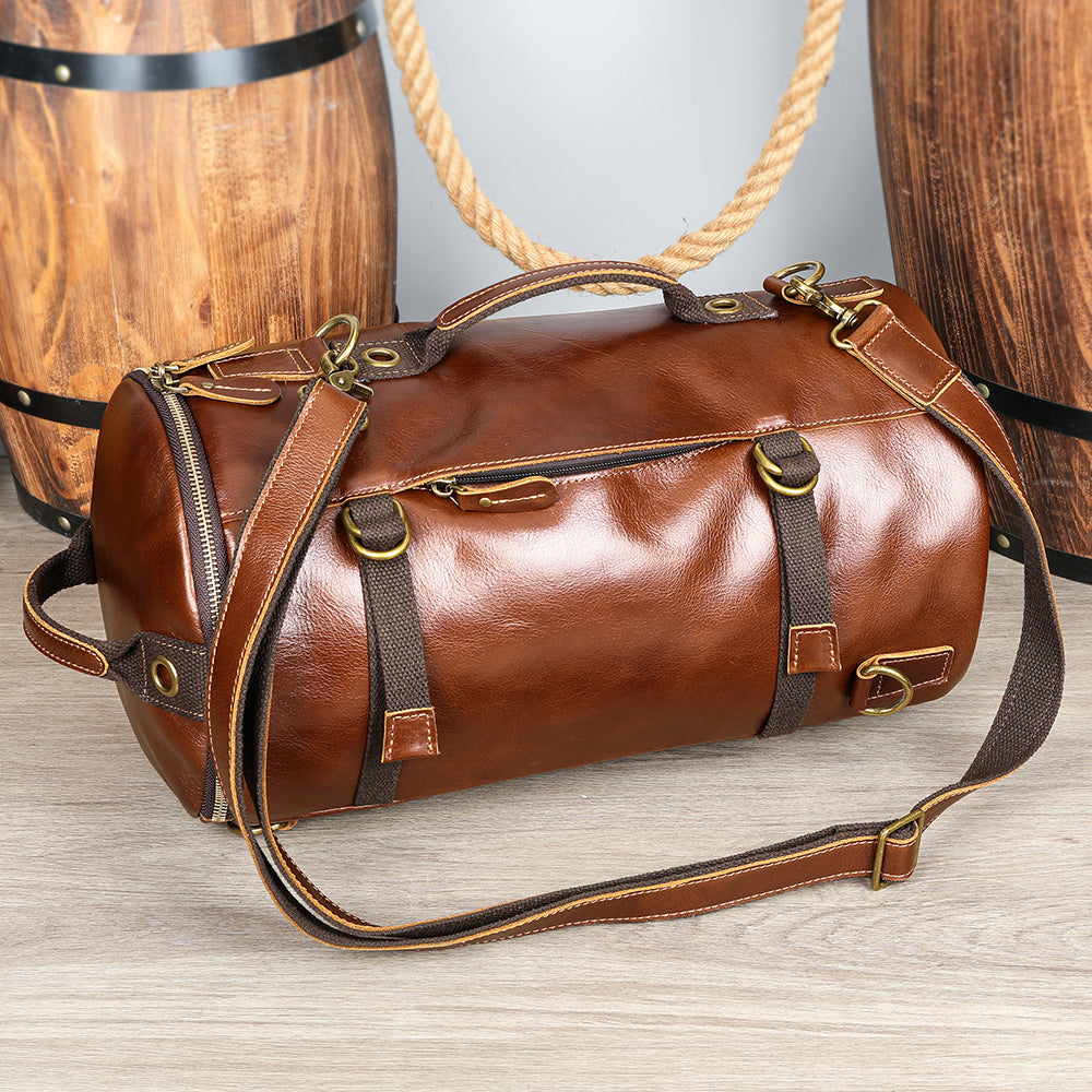 Deluxe Retro Leather Zipper Travel Messenger Bag