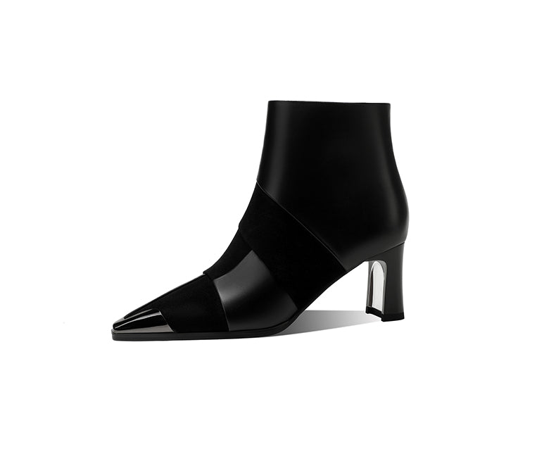 AlliChic Pointed Toe Heel Ankle Boots