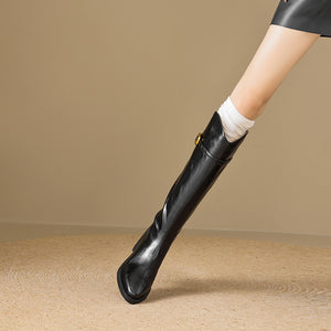 ChicLeather Elegant Zip Knee-High Boots