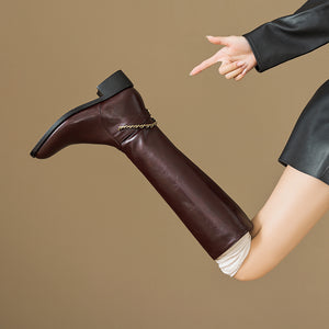 ChicLeather Elegant Zip Knee-High Boots