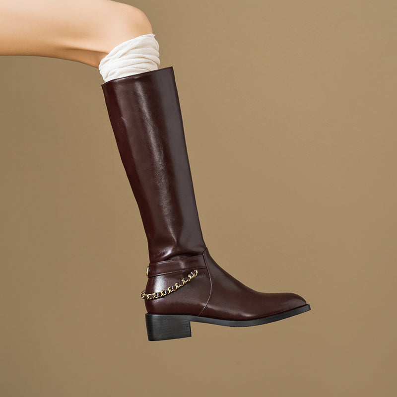 ChicLeather Elegant Zip Knee-High Boots