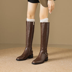 ChicLeather Elegant Zip Knee-High Boots