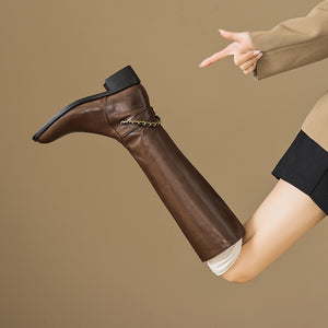 ChicLeather Elegant Zip Knee-High Boots