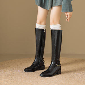 ChicLeather Elegant Zip Knee-High Boots