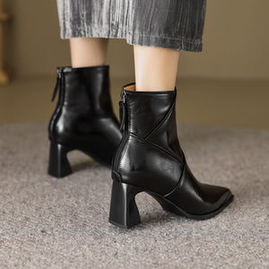 LeatherLux Chic Pointed Toe Winter Boots