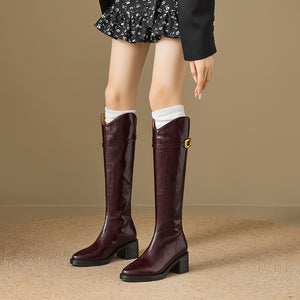 ChicLeather Elegant Zip Knee-High Boots