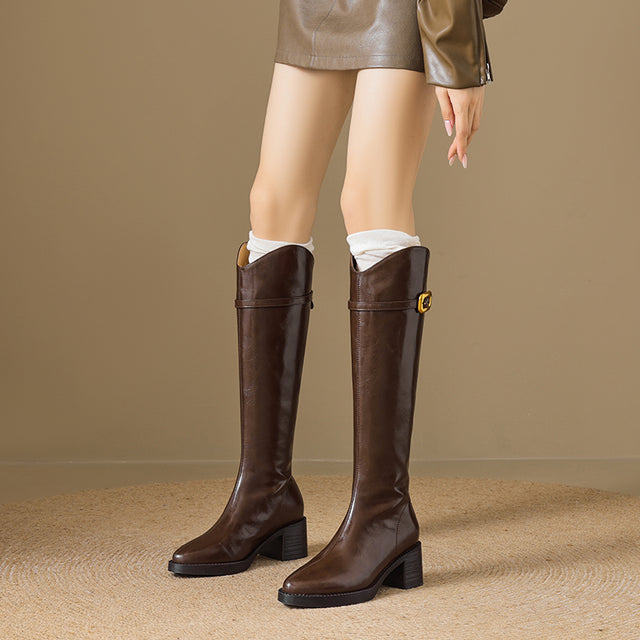 ChicLeather Elegant Zip Knee-High Boots