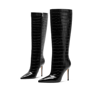 Elegant Long Heel PU Leather Boots