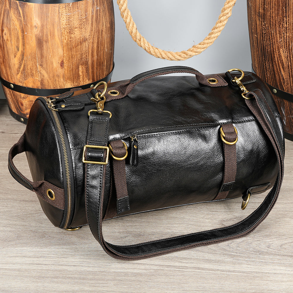 Deluxe Retro Leather Zipper Travel Messenger Bag