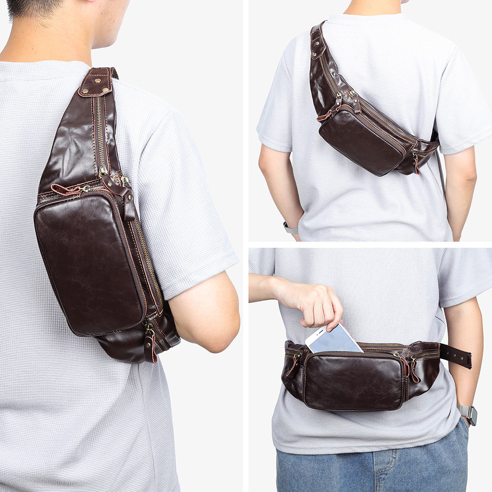 Luxury Leather Pillow Waist Messenger Bag