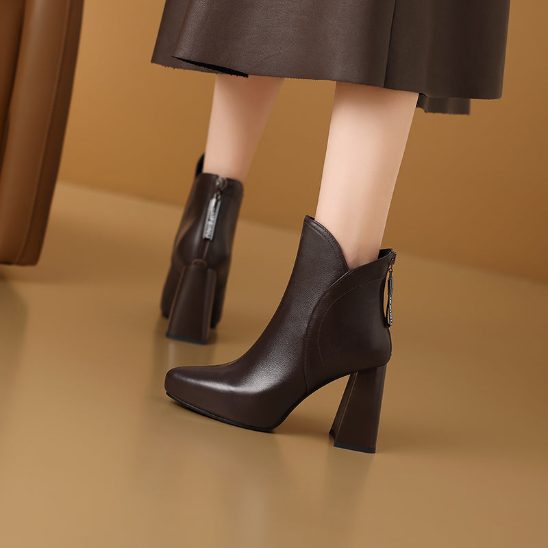 Autumn Elegance Thick Heels Ankle Boots