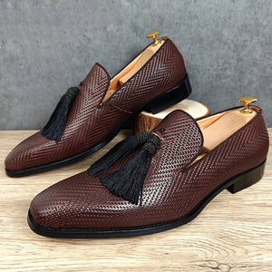 ExoticGator Luxe Tassel Slip-on Dress Shoes