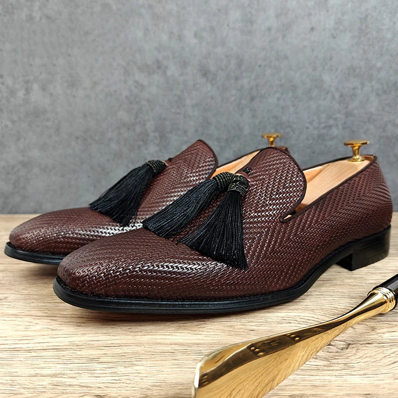 ExoticGator Luxe Tassel Slip-on Dress Shoes