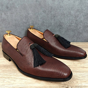 ExoticGator Luxe Tassel Slip-on Dress Shoes