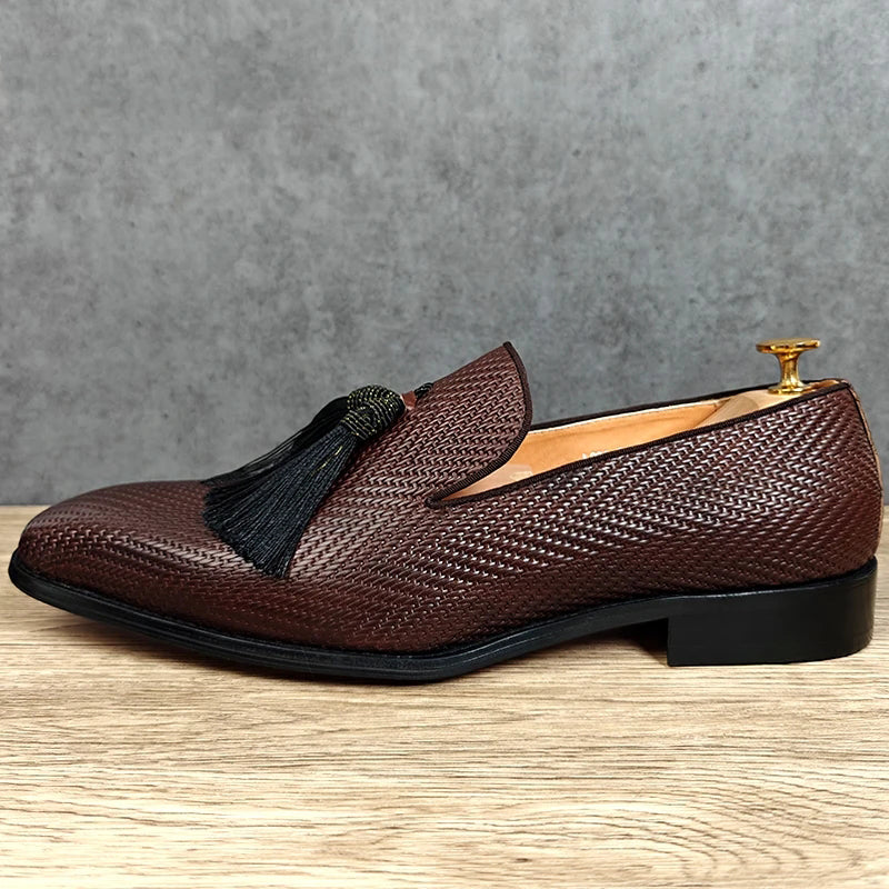 ExoticGator Luxe Tassel Slip-on Dress Shoes