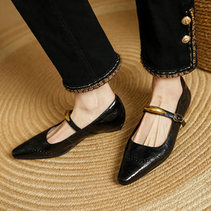 Chic Mary Janes Pointed Toe Strap Shoes