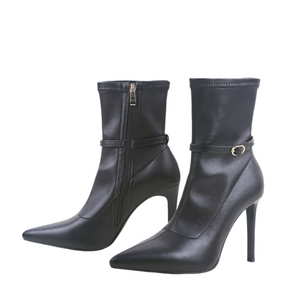 Luxury Thin Heel Zipper Cowboy Ankle Boots