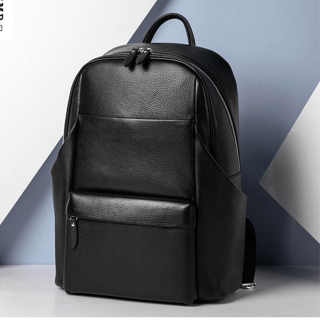 Luxury Leather Zipper Backpack