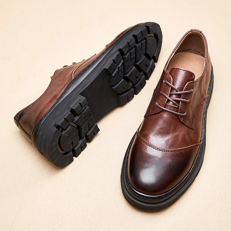 Lavish Leather Lace-Up: Elegant Round Toe Dress Shoes