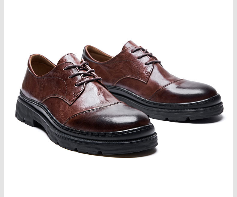 Lavish Leather Lace-Up: Elegant Round Toe Dress Shoes