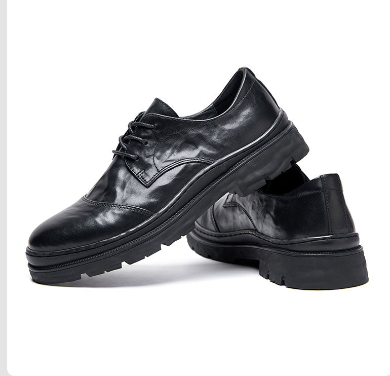 Lavish Leather Lace-Up: Elegant Round Toe Dress Shoes