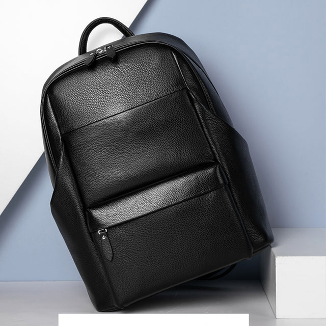 Luxury Leather Zipper Backpack