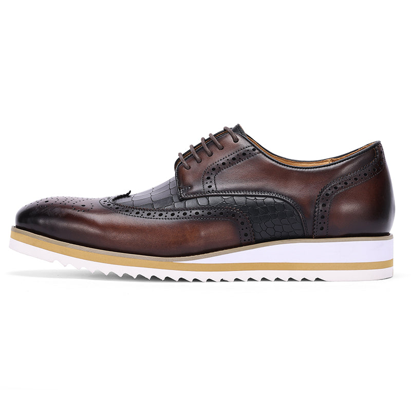 AlliLux Cow Leather Designer Brogue Casual Shoes