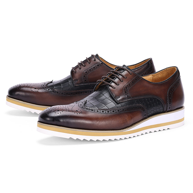 AlliLux Cow Leather Designer Brogue Casual Shoes