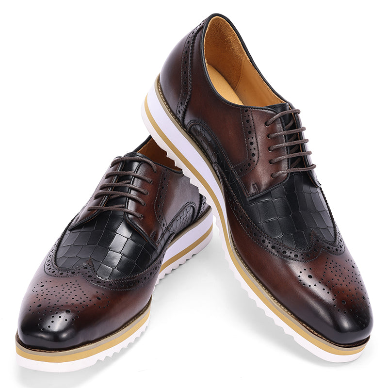 AlliLux Cow Leather Designer Brogue Casual Shoes