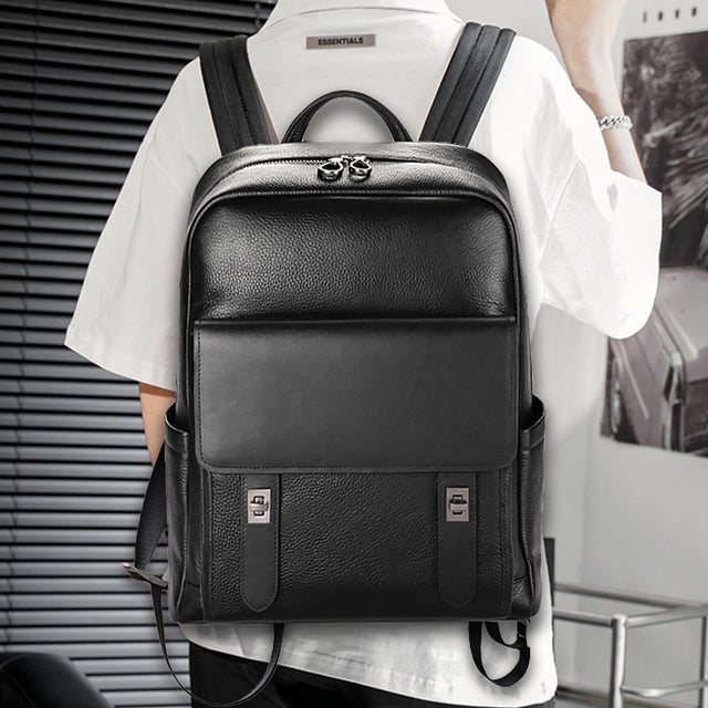 Luxury Exotic Cow Leather Laptop Travel Backpack