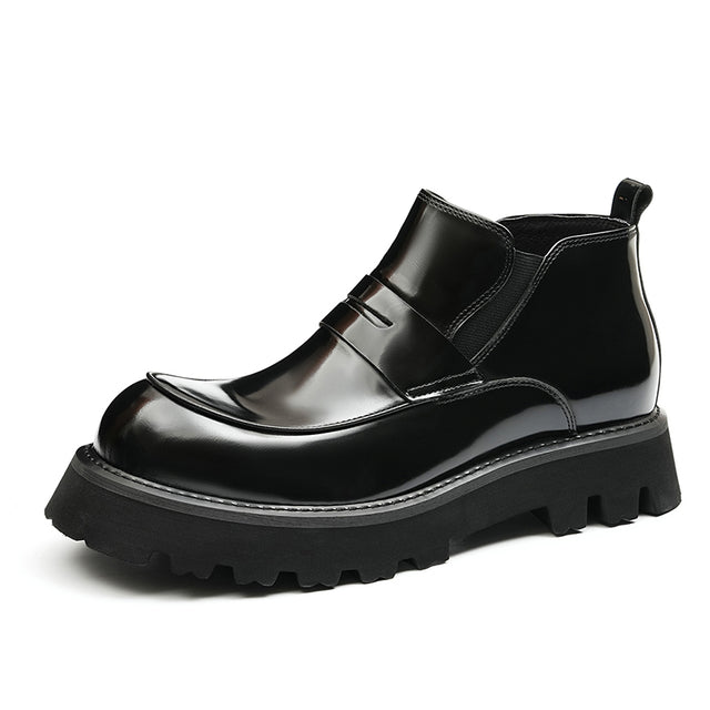 LuxeCroco Chic Slip On Leather Boots