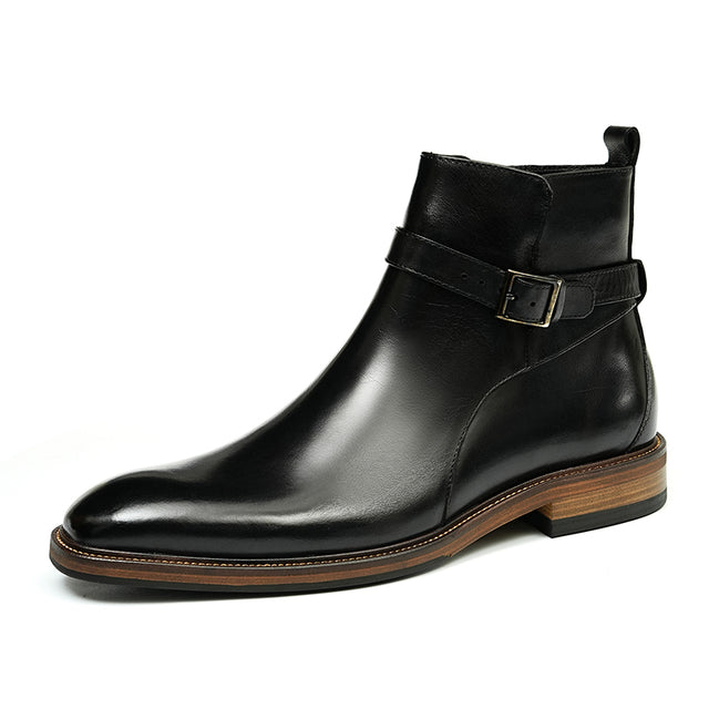 Elegant Leather Round Toe Classic Chelsea Ankle Boots