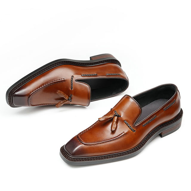 Granderie Ebonique Croc Square Toe Brogues