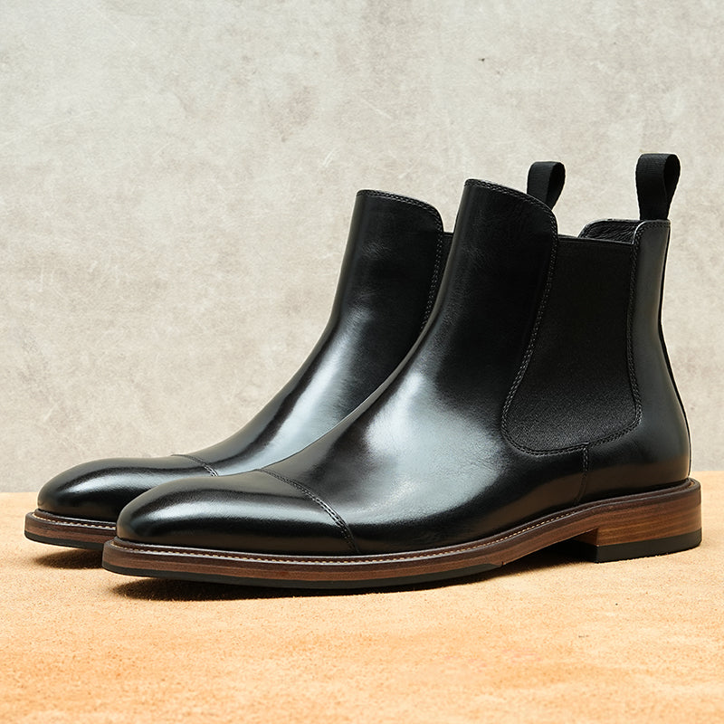 LuxLeather Round Toe Classic Chelsea Ankle Boots