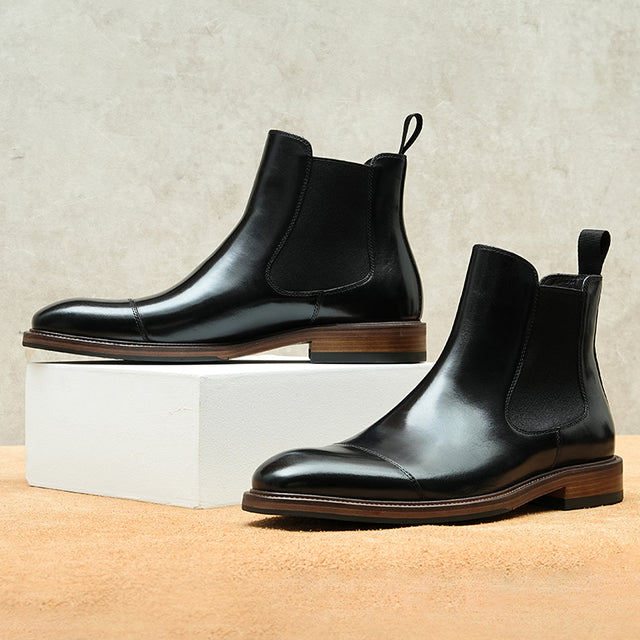 LuxLeather Round Toe Classic Chelsea Ankle Boots