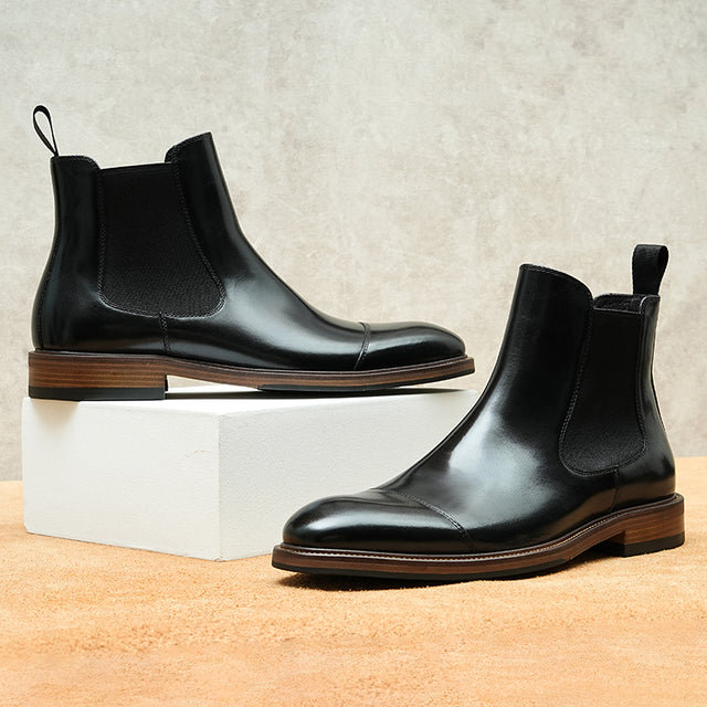 LuxLeather Round Toe Classic Chelsea Ankle Boots