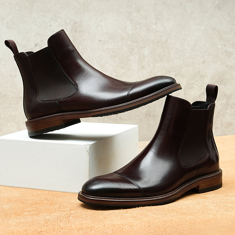 LuxLeather Round Toe Classic Chelsea Ankle Boots