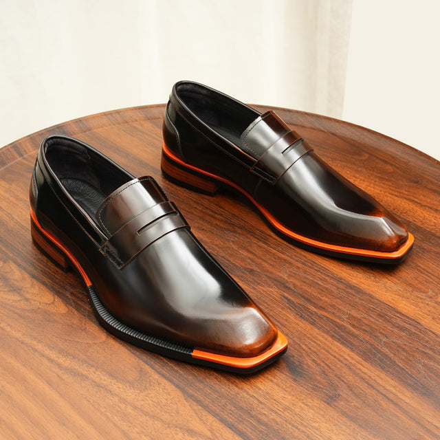 Aurastyle Ebonique Croc Leather Brogues