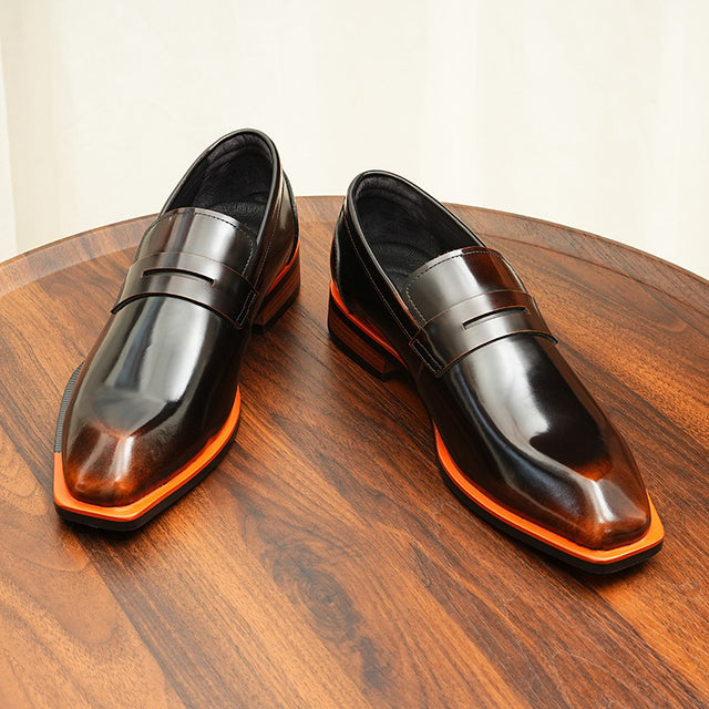 Aurastyle Ebonique Croc Leather Brogues
