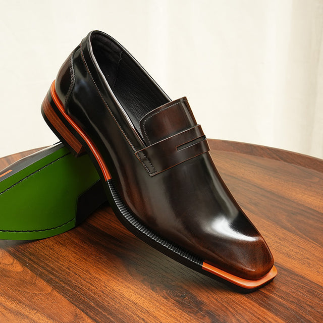 Aurastyle Ebonique Croc Leather Brogues