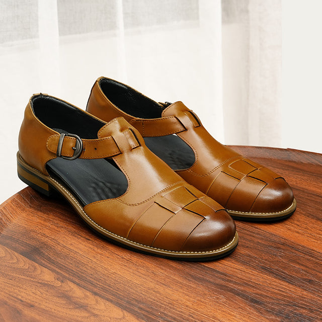 Celestova Chic Buckle Leather Sandals