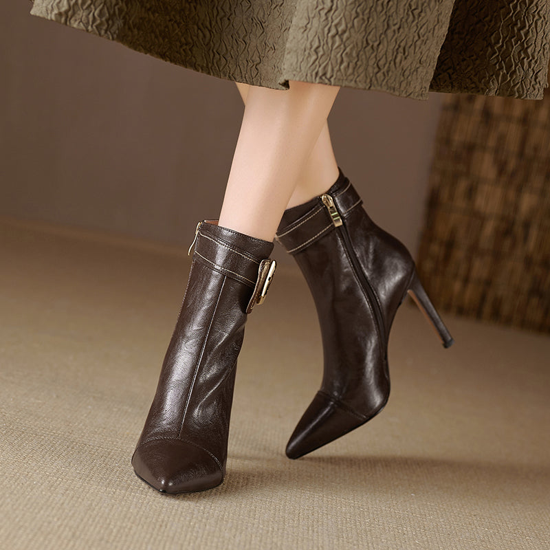 Luxury Leather Pointed Toe Tall Boots