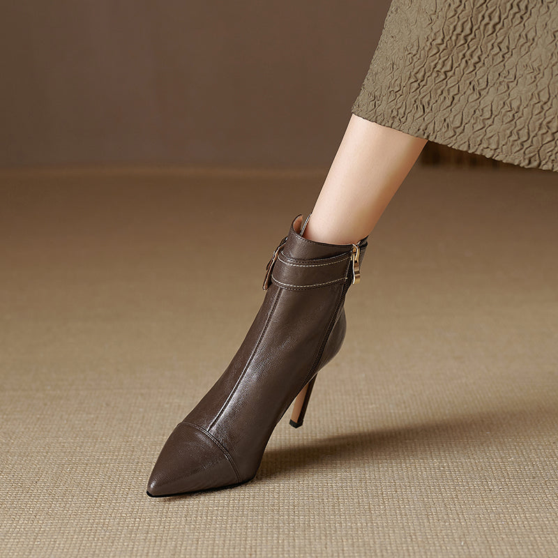 Luxury Leather Pointed Toe Tall Boots