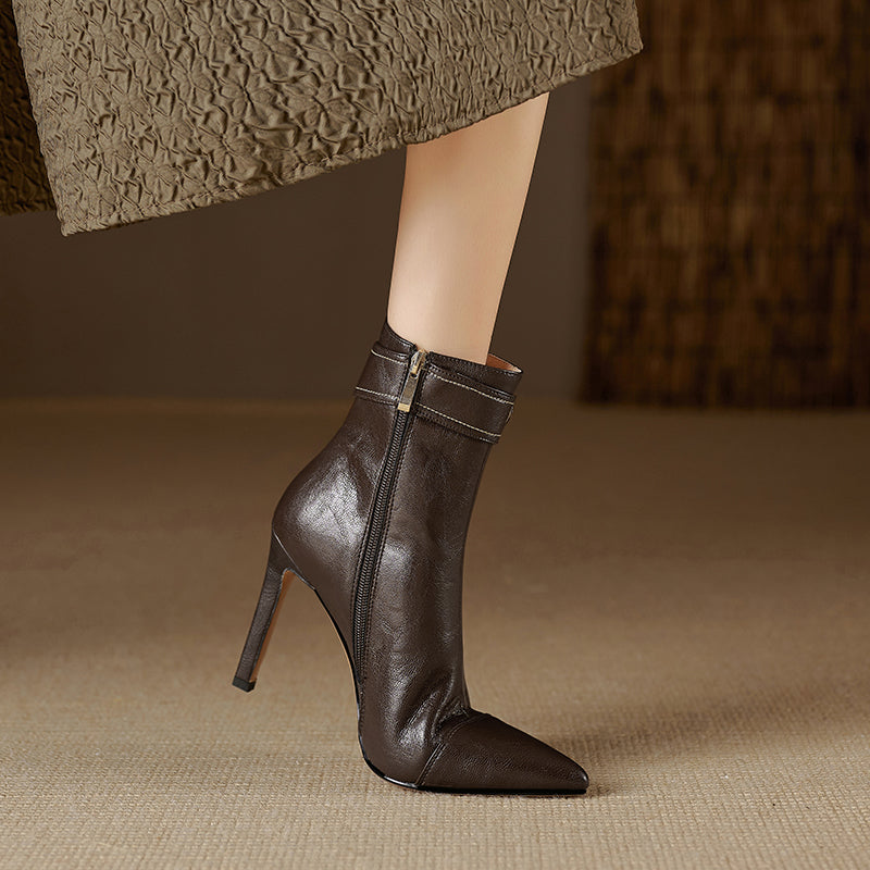 Luxury Leather Pointed Toe Tall Boots