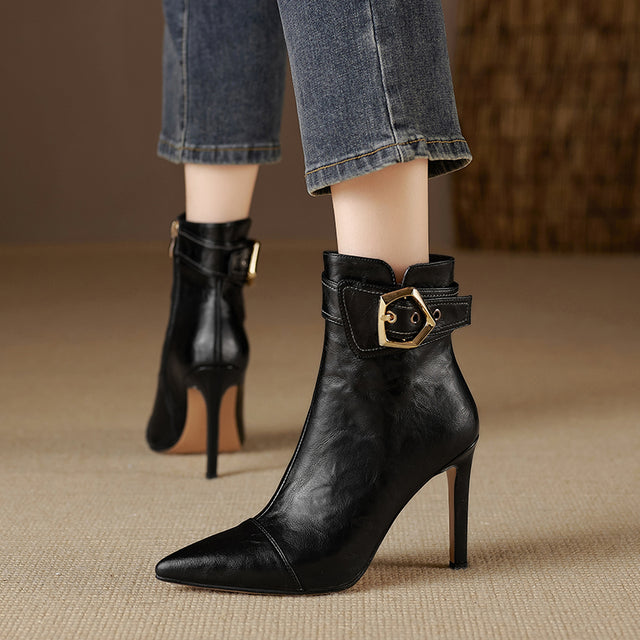 Luxury Leather Pointed Toe Tall Boots